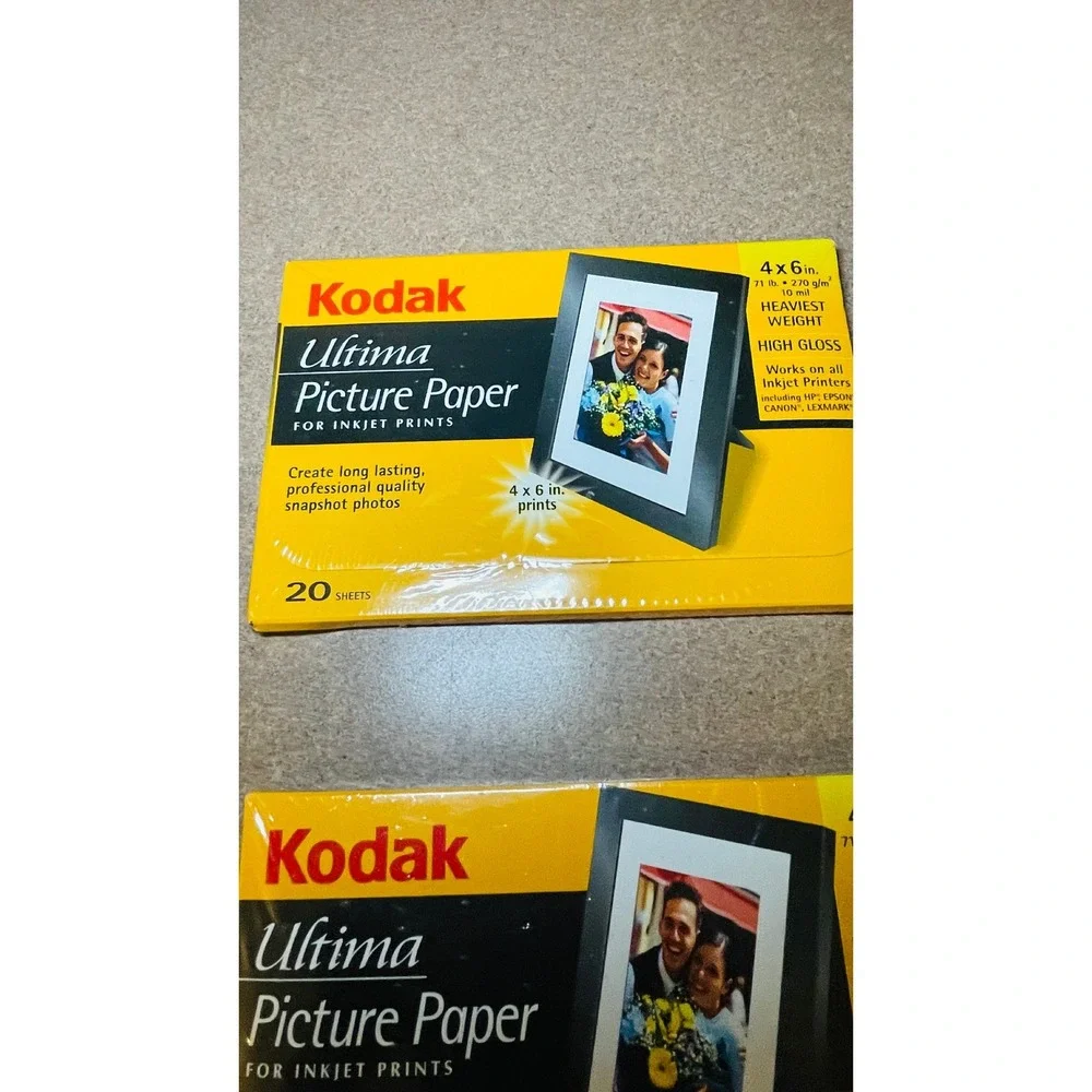 Kodak Ultima Picture Paper 4x6 High Gloss 71lb 10mil 20ct Bundle of 2 8084931